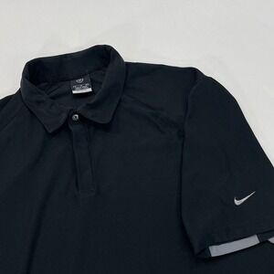 Nike Golf Dri Fit UV Polo Shirt Men XL Black Gray Short Sleeve Polyester Spandex